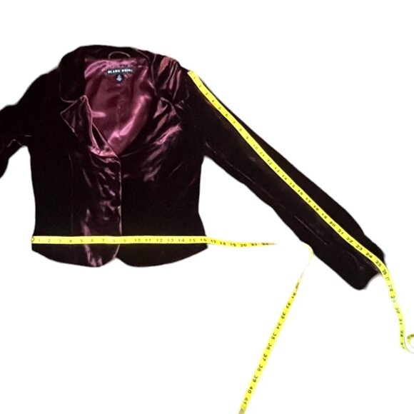 Blanc Noir Burgundy Velvet Lined Jacket, Button Front & Cuffs, Size M - Picture 4 of 7